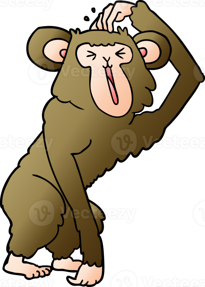 cartoon chimp scratching head png
