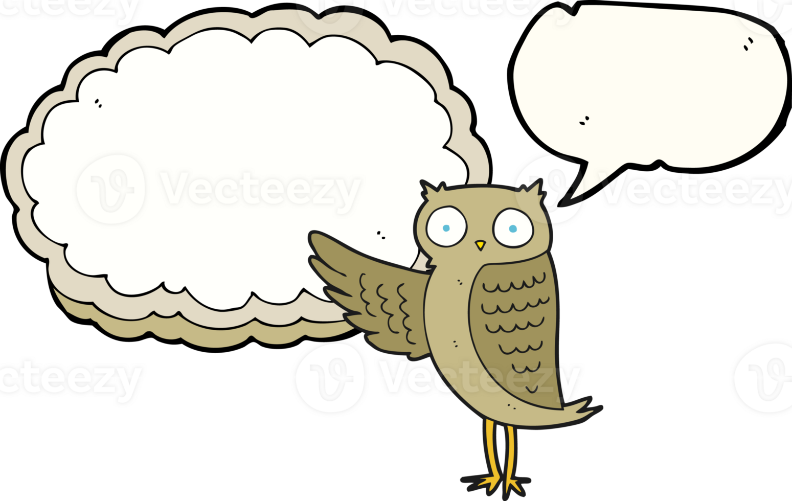 hand drawn speech bubble cartoon owl pointing png