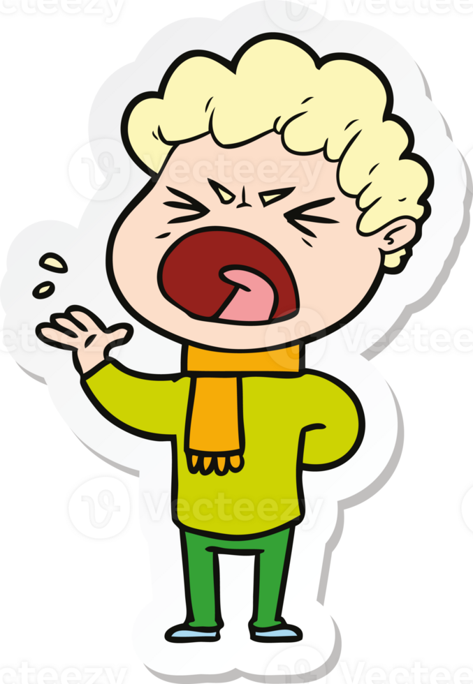 sticker of a cartoon furious man png