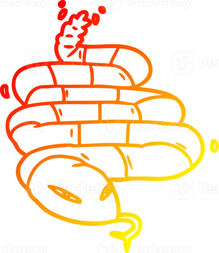 warm gradient line drawing of a cartoon poisonous snake png