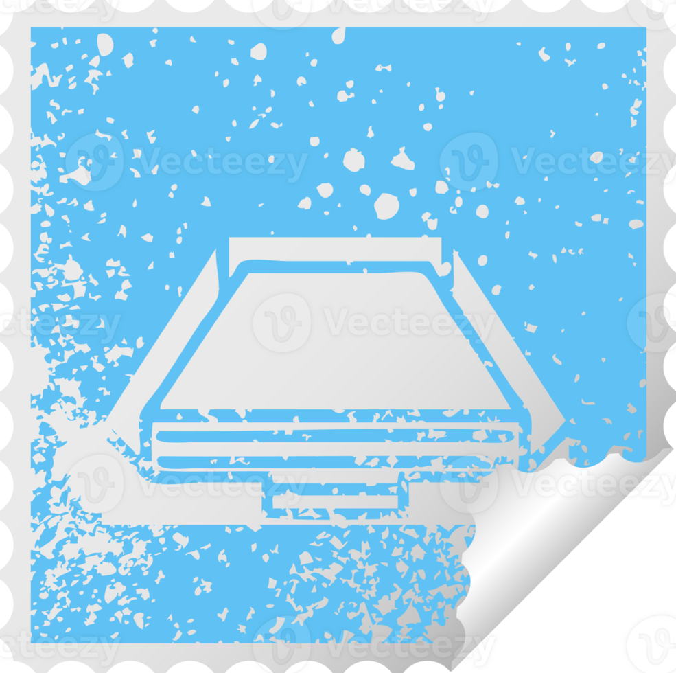 distressed square peeling sticker symbol of a in box png