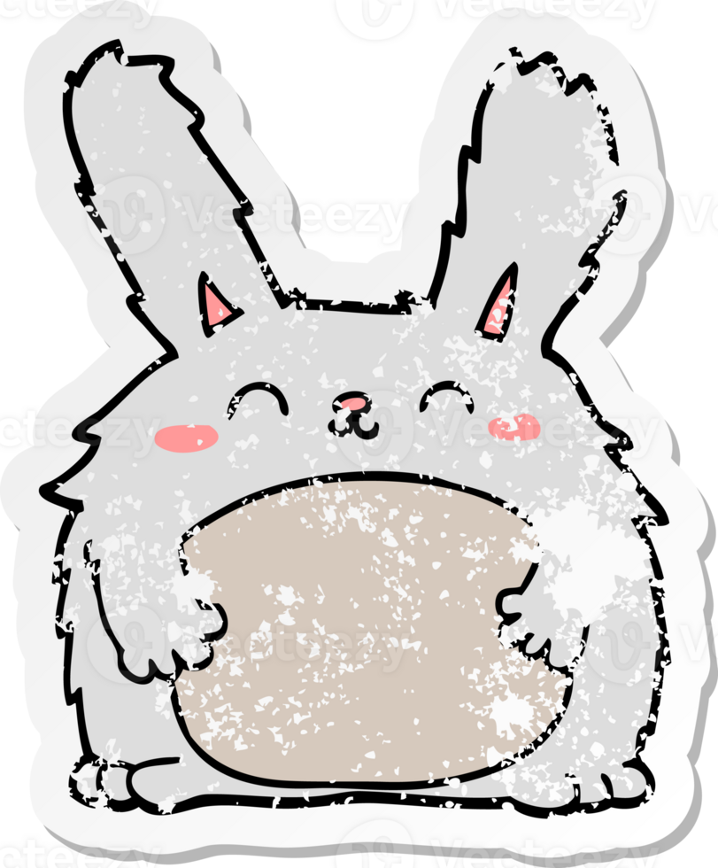 distressed sticker of a cartoon furry rabbit png