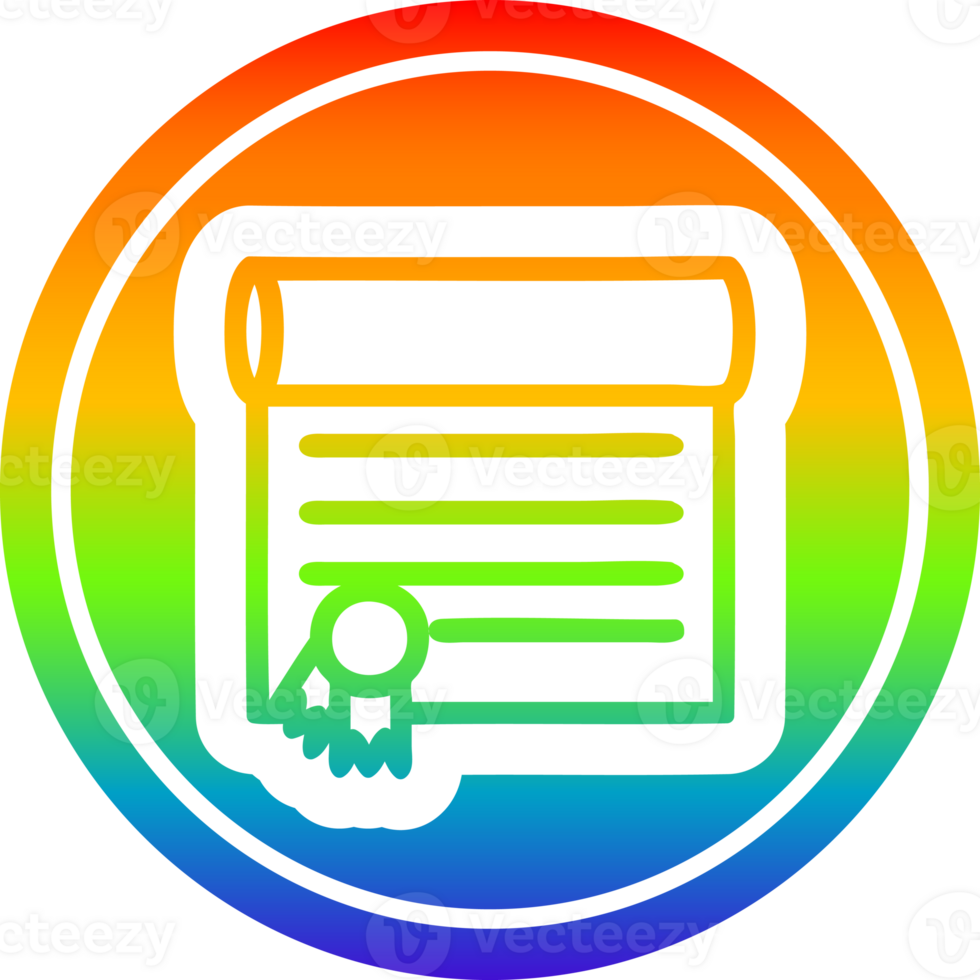 diploma certificate icon with rainbow gradient finish png