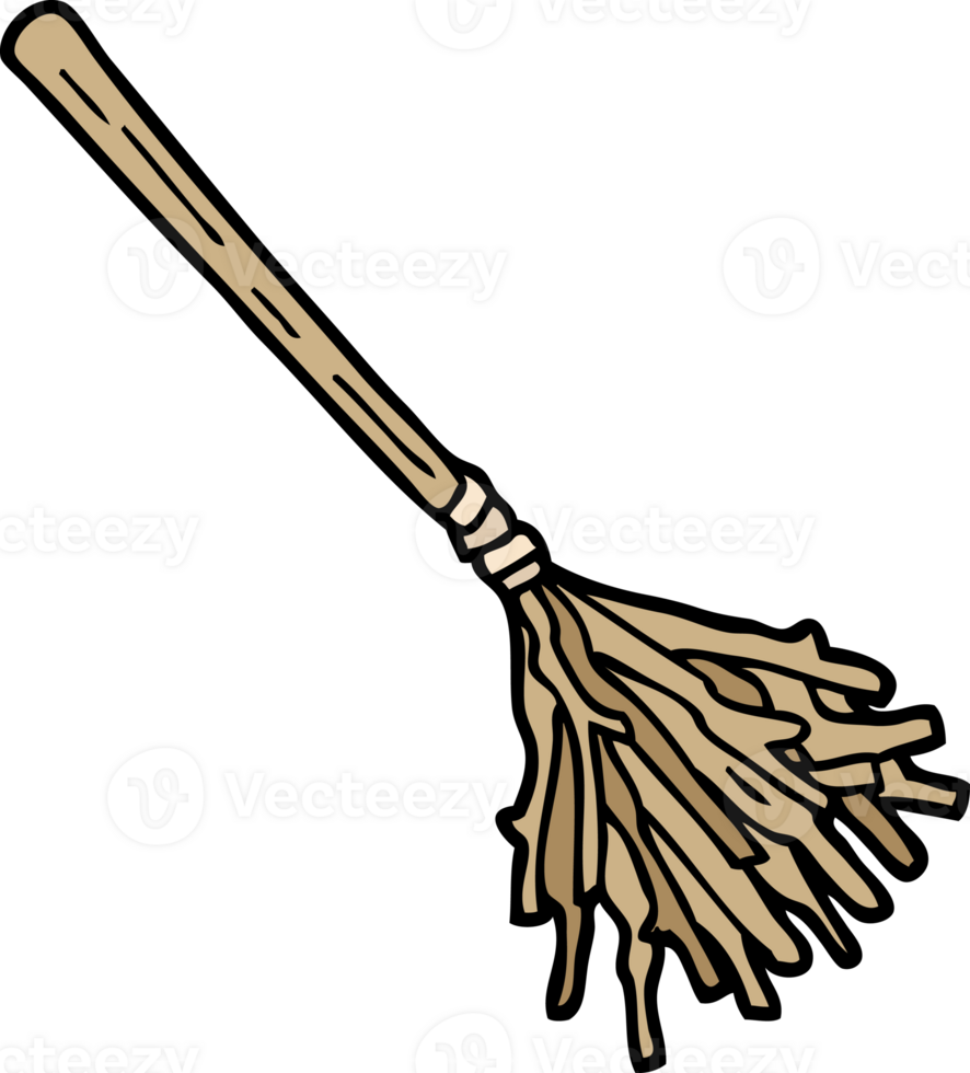 hand drawn doodle style cartoon witches broomstick png
