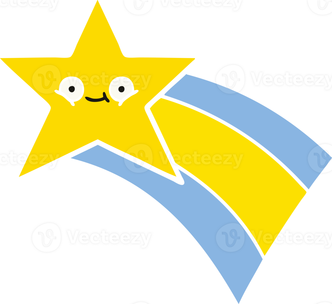 flat color retro cartoon of a shooting rainbow star png