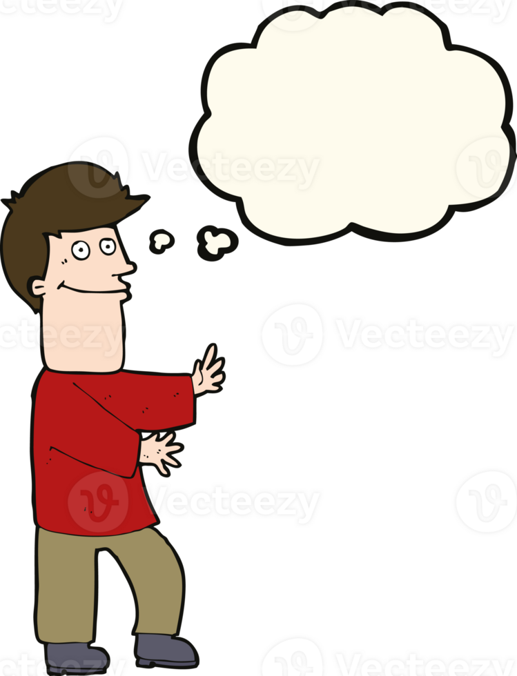 cartoon man gesturing with thought bubble png