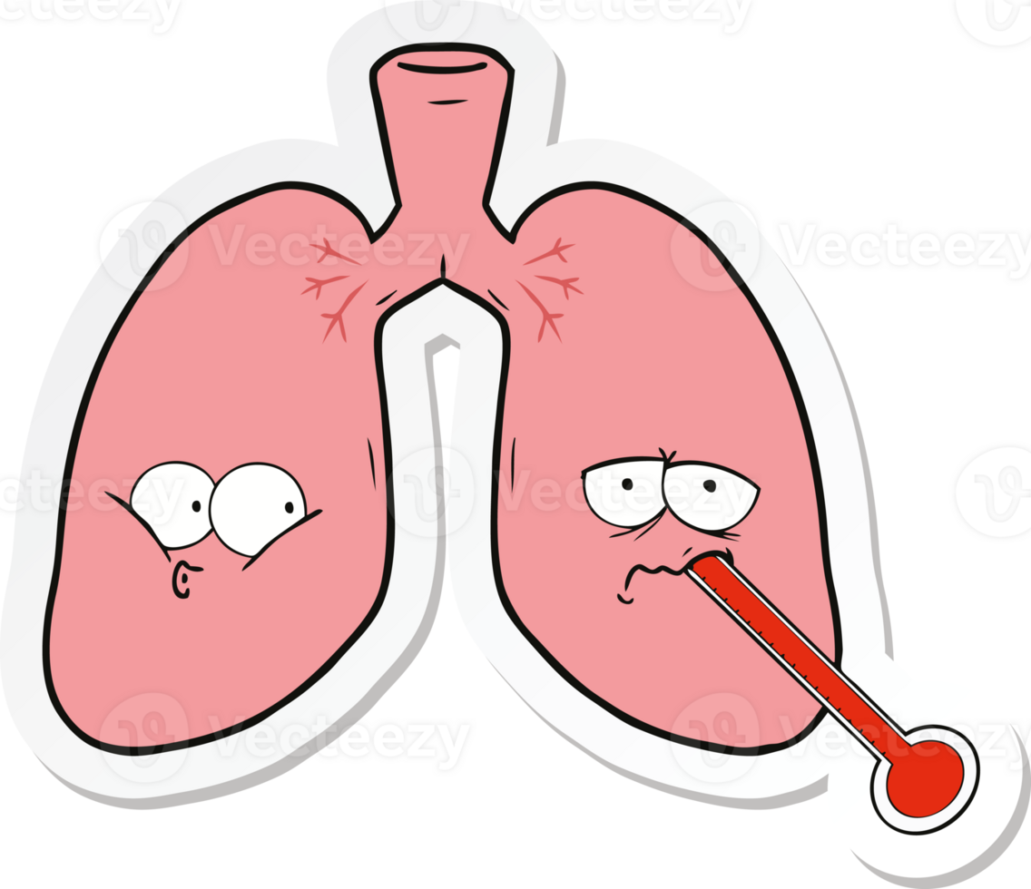 sticker of a cartoon unhealthy lungs png