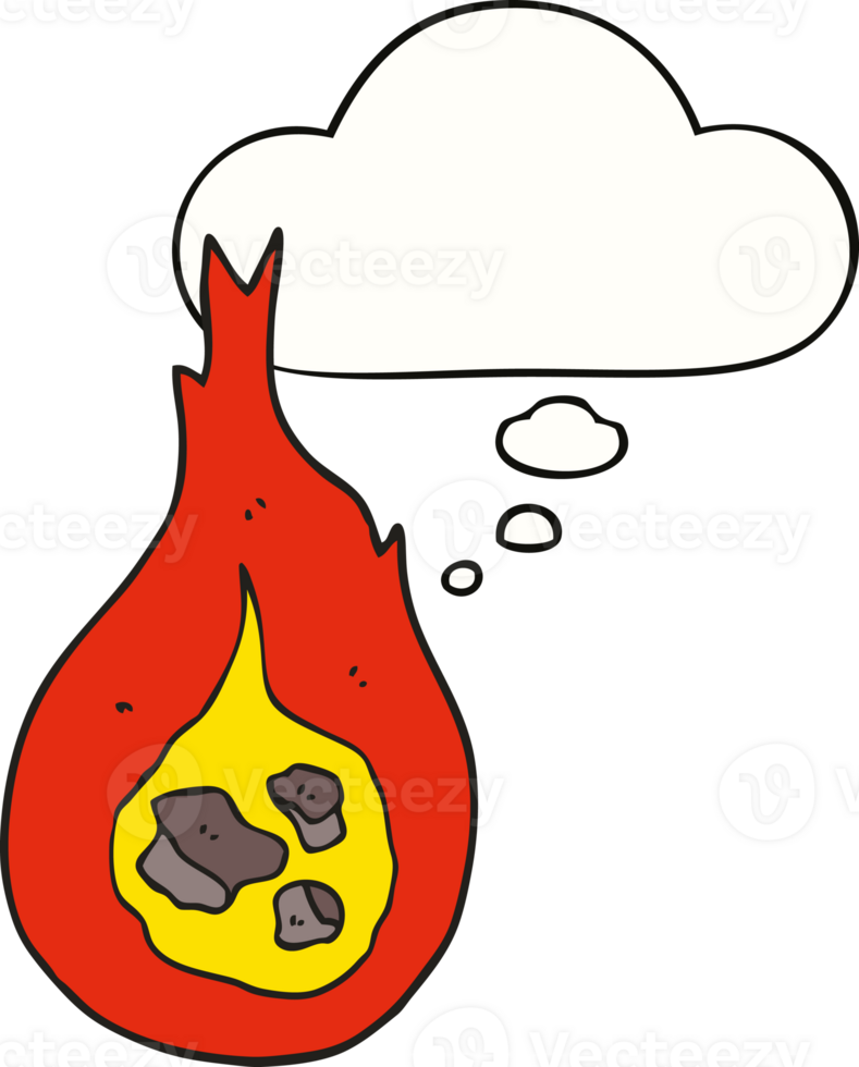 cartoon fireball with thought bubble png