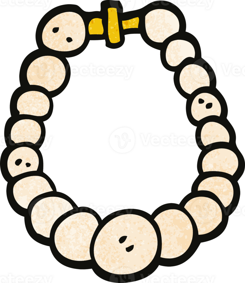 cartoon doodle pearl necklace png