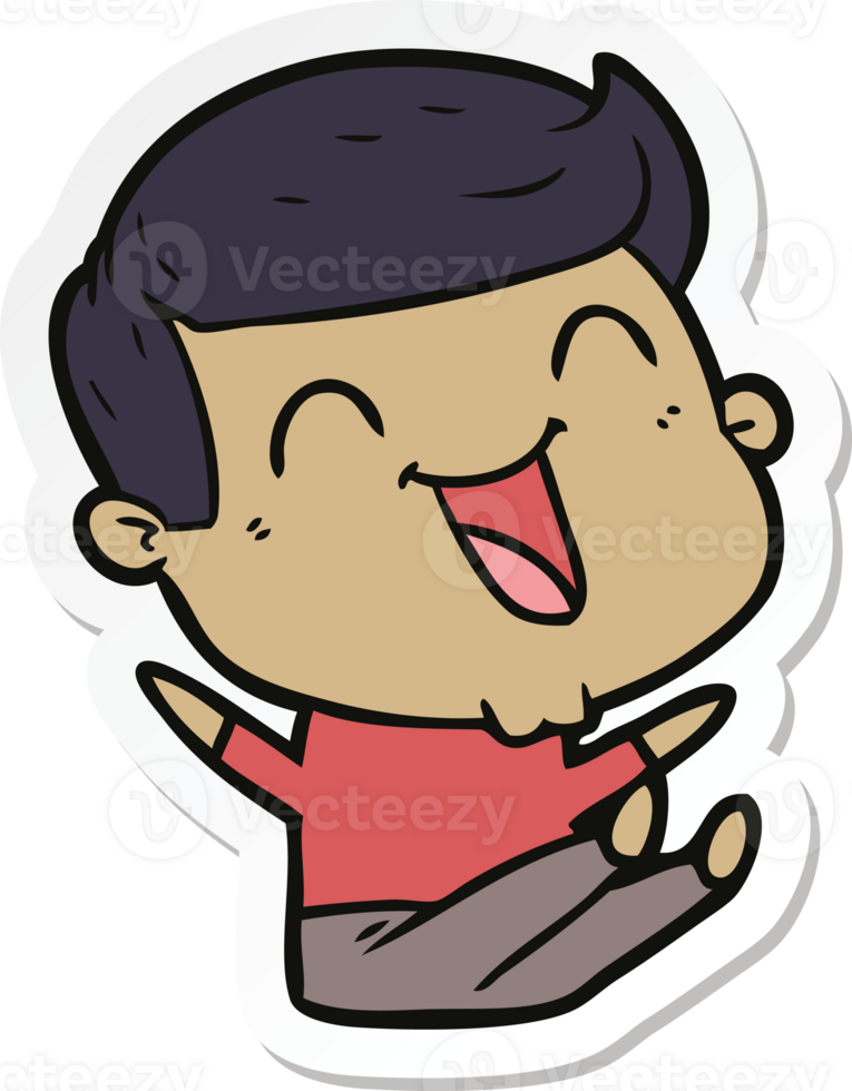 sticker of a cartoon man laughing png