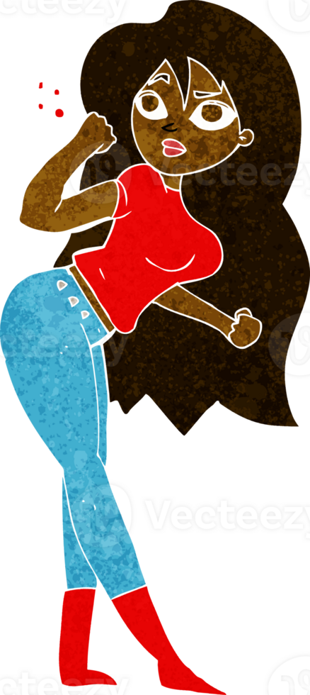 cartoon woman raising fist png