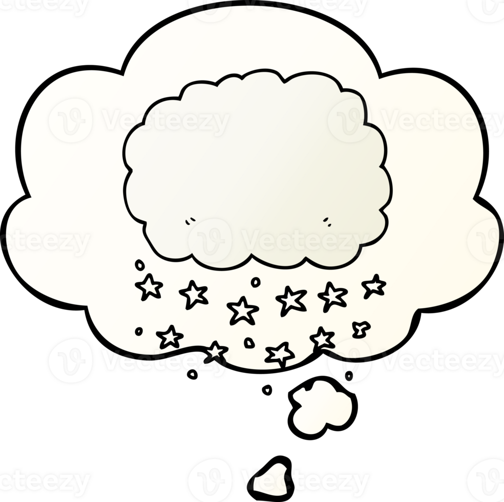 dibujos animados lluvia nube con pensamiento burbuja en suave degradado estilo png