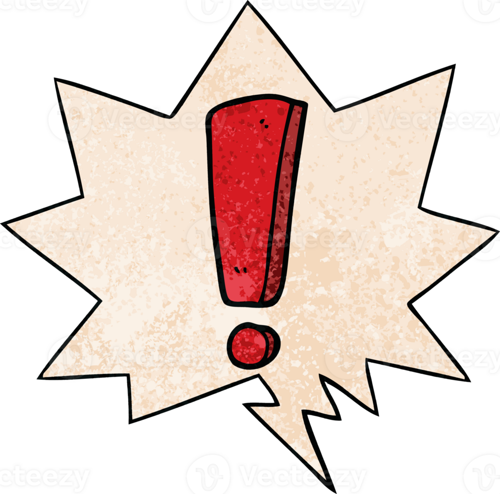 cartoon exclamation mark with speech bubble in retro texture style png