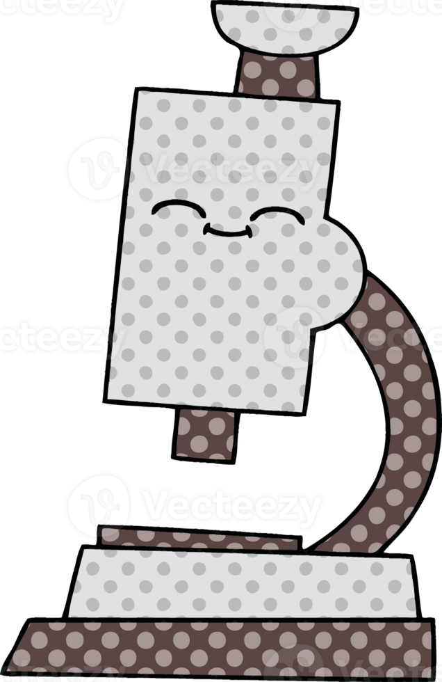 comic book style cartoon of a microscope png