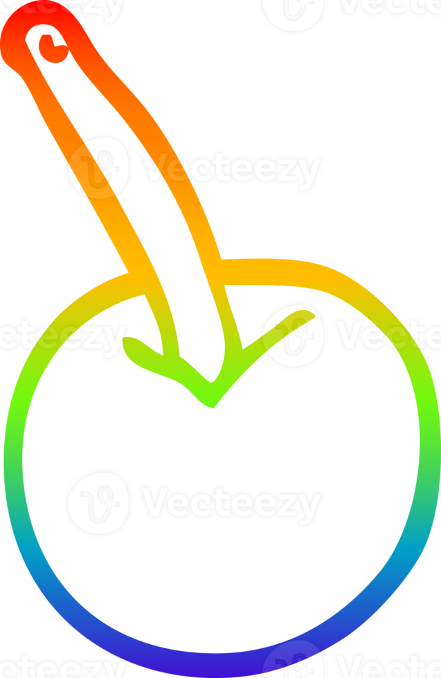 rainbow gradient line drawing of a cartoon cherry png