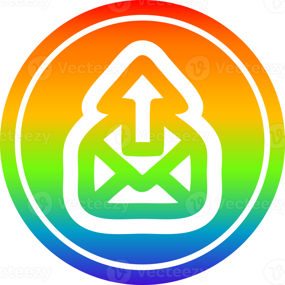 send email circular icon with rainbow gradient finish png