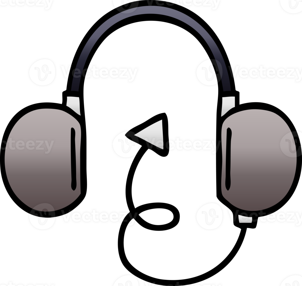 gradient shaded cartoon of a retro headphone png