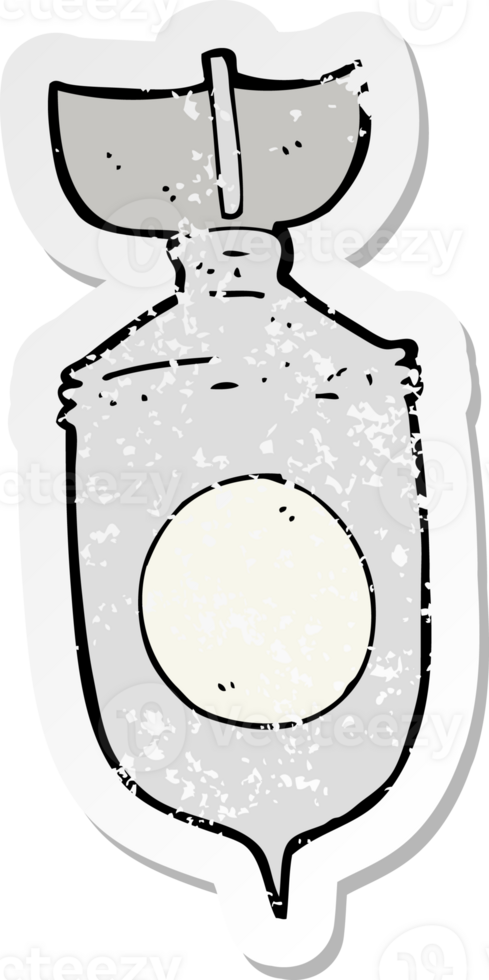 retro distressed sticker of a cartoon bomb png