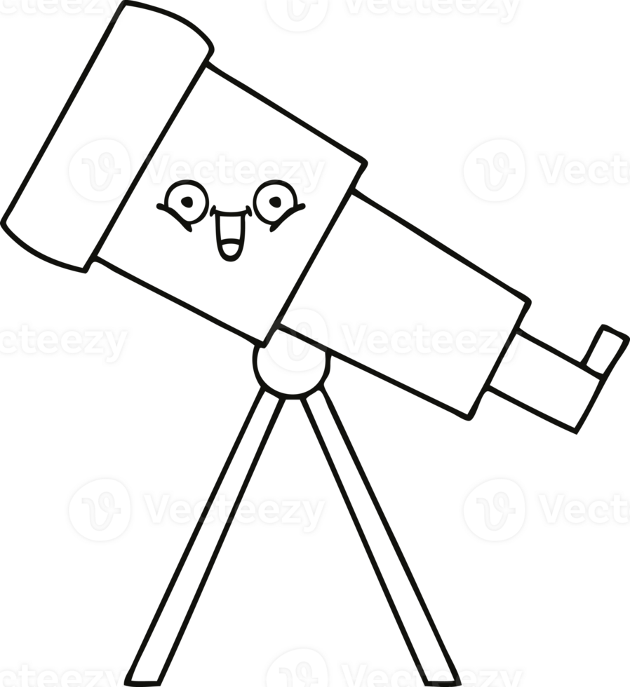 line drawing cartoon of a telescope png