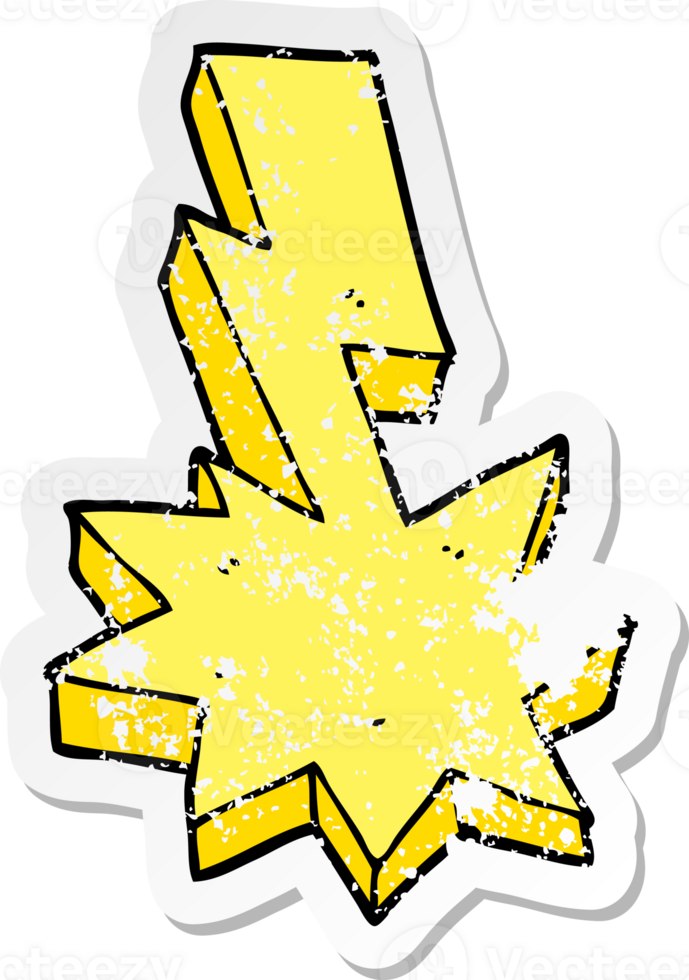 distressed sticker of a cartoon lightning strike png