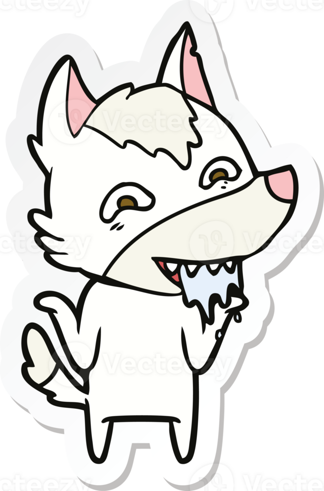 sticker of a cartoon hungry wolf png