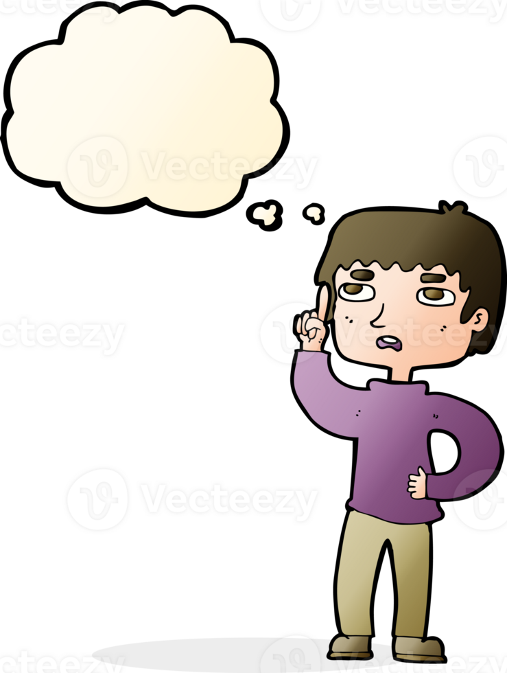 cartoon boy with question with thought bubble png