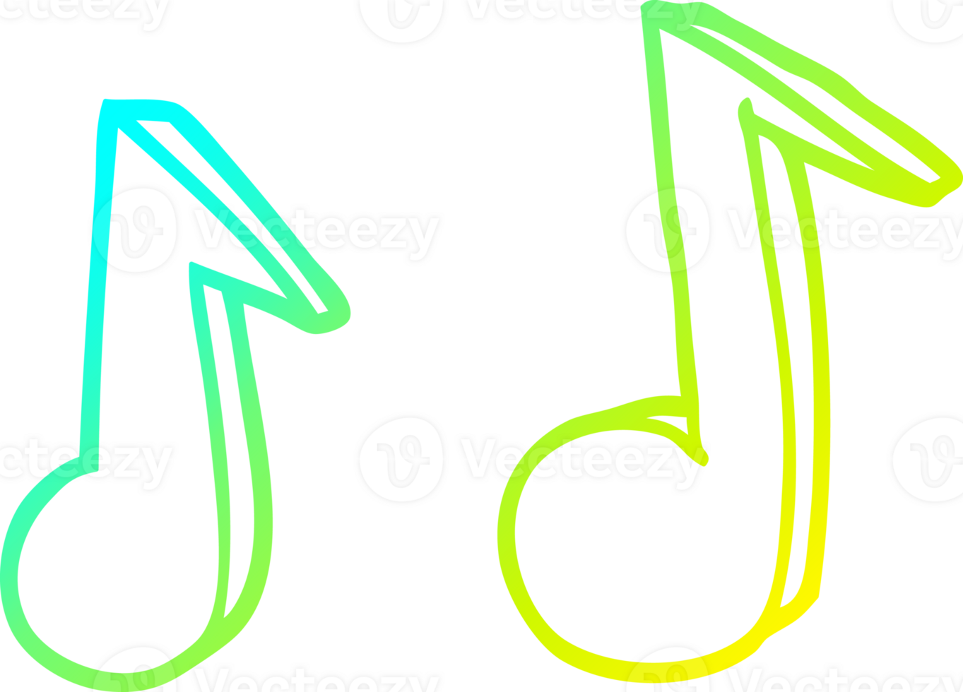 cold gradient line drawing of a cartoon musical notes png