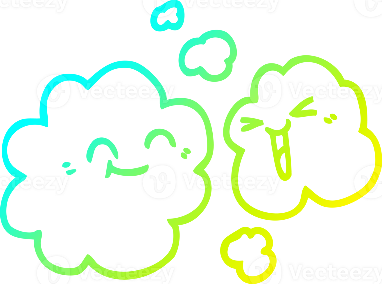 cold gradient line drawing of a cartoon of happy grey smoke png