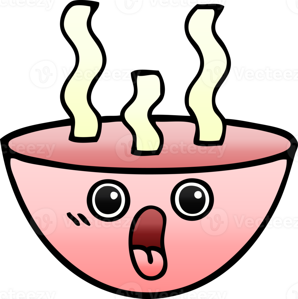 gradient shaded cartoon bowl of hot soup png