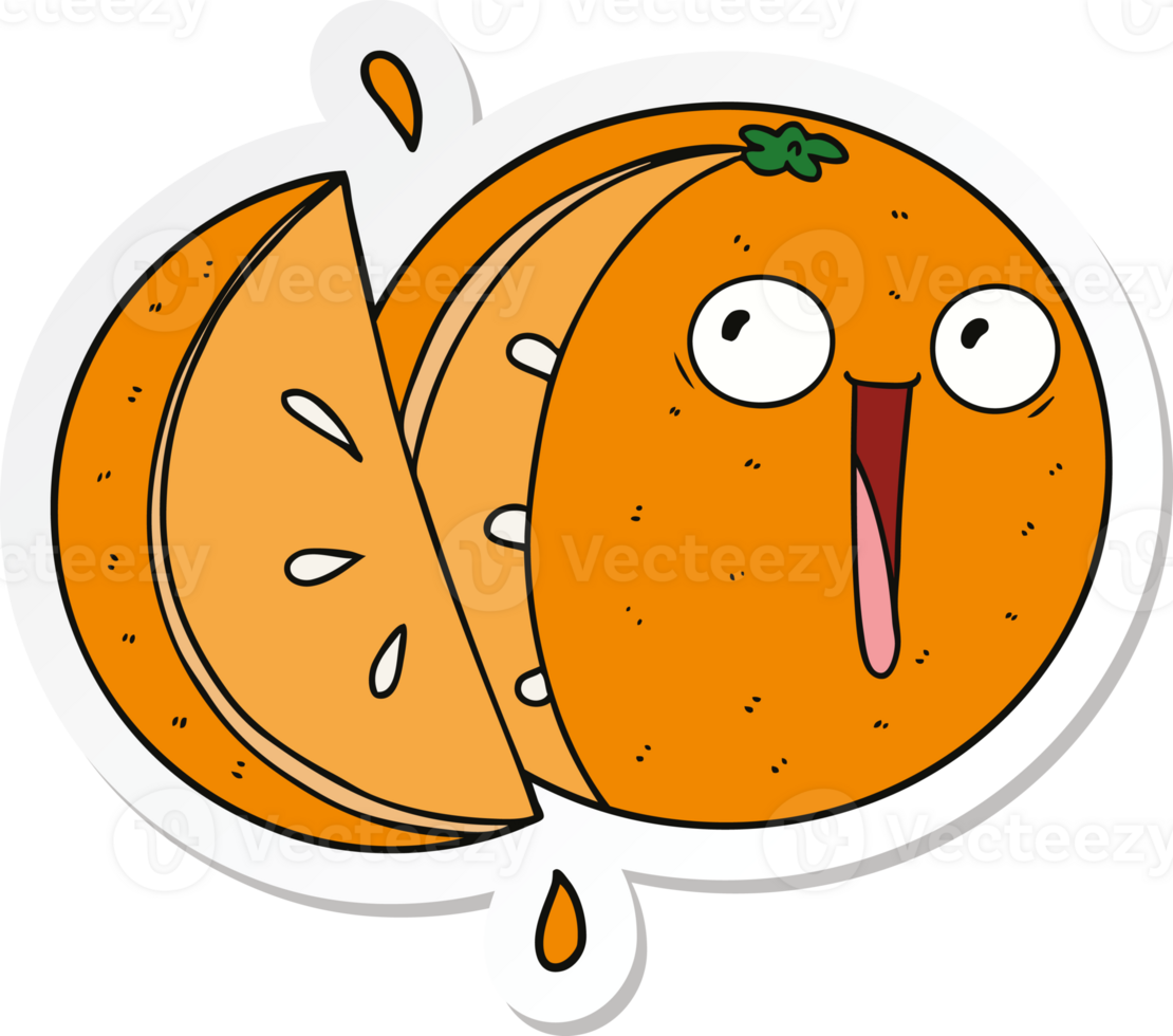 sticker of a crazy cartoon orange png