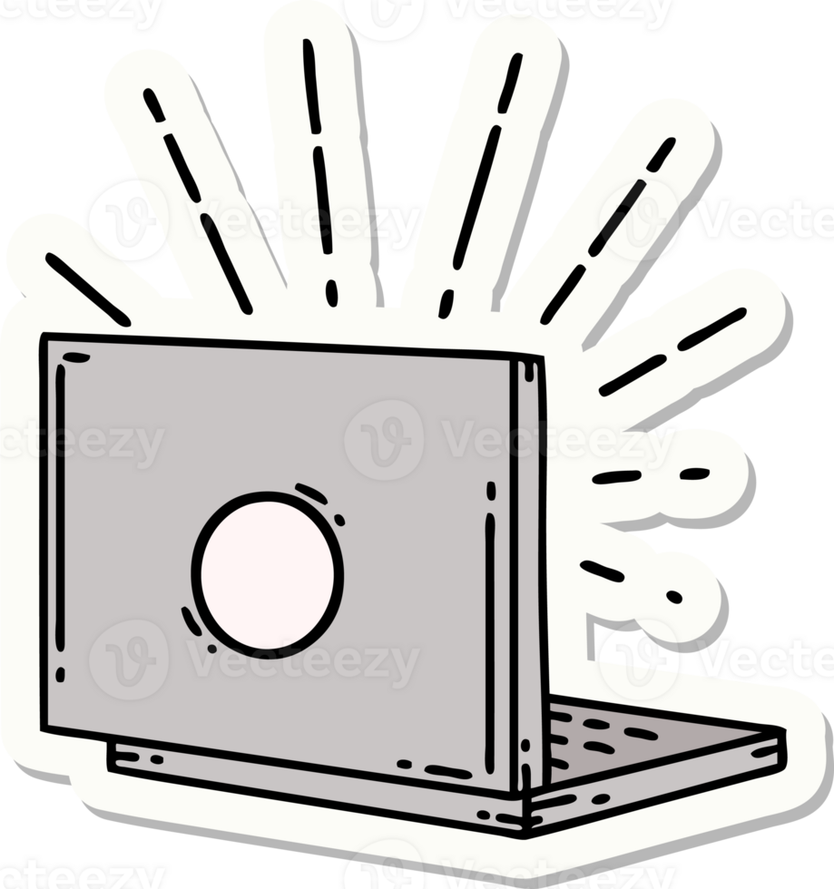 sticker of tattoo style laptop computer png