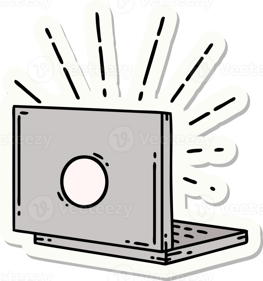 klistermärke av tatuering stil bärbar dator dator png