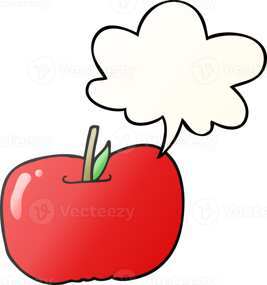 cartoon apple and speech bubble in smooth gradient style png