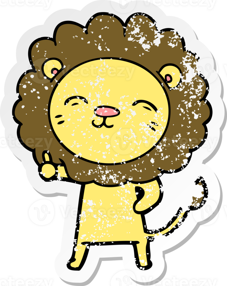 distressed sticker of a cartoon lion png