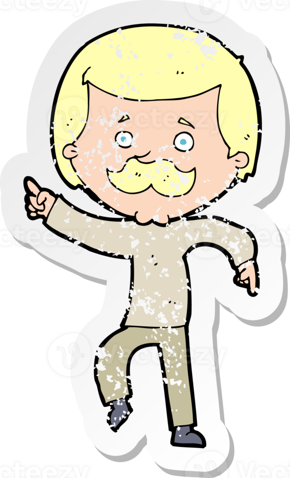 retro distressed sticker of a cartoon dancing dad png
