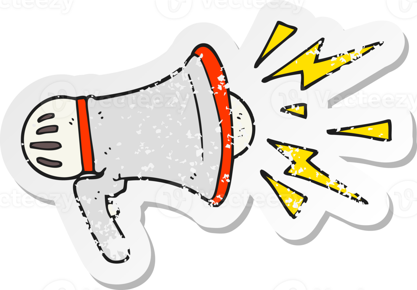 retro distressed sticker of a cartoon loudhailer png