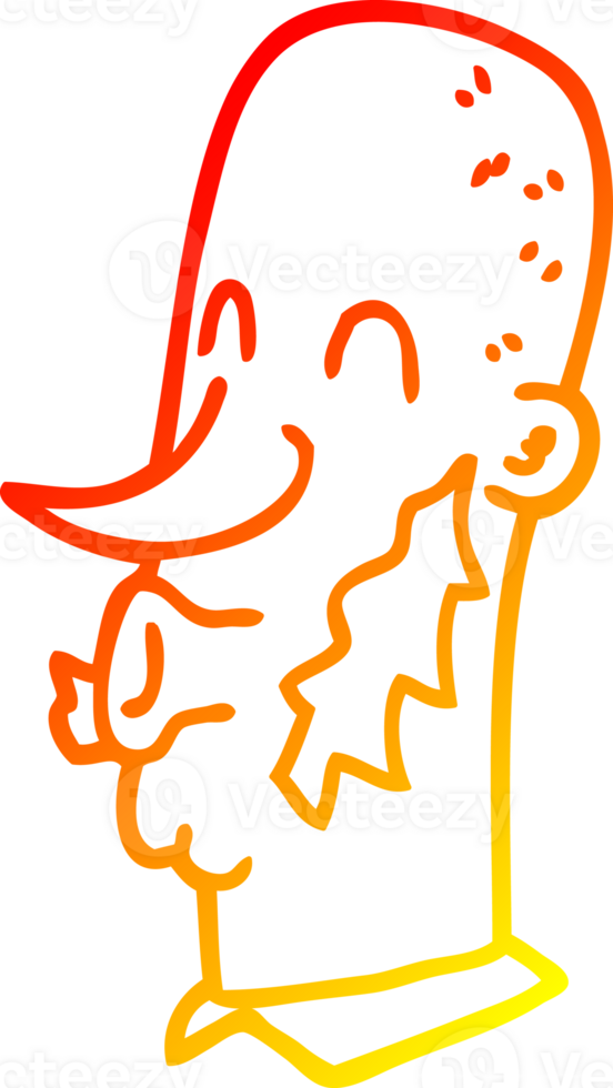warm gradient line drawing cartoon man with muttonchop facial hair png