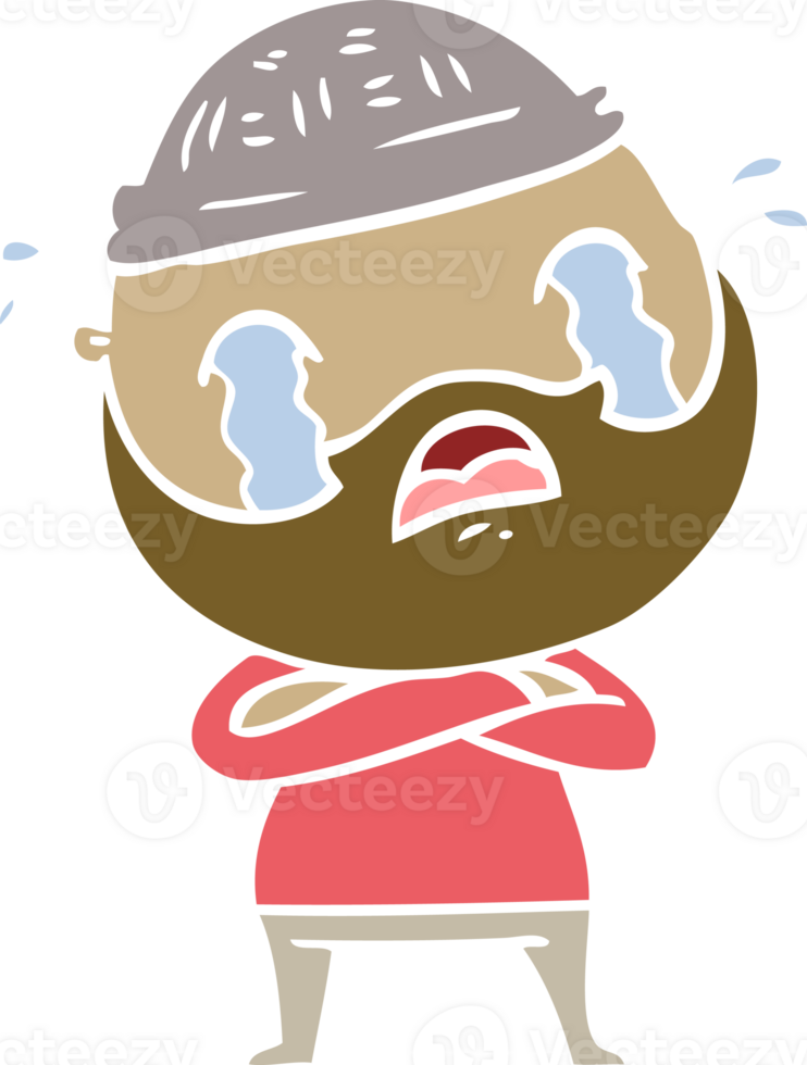 flat color style cartoon bearded man crying png