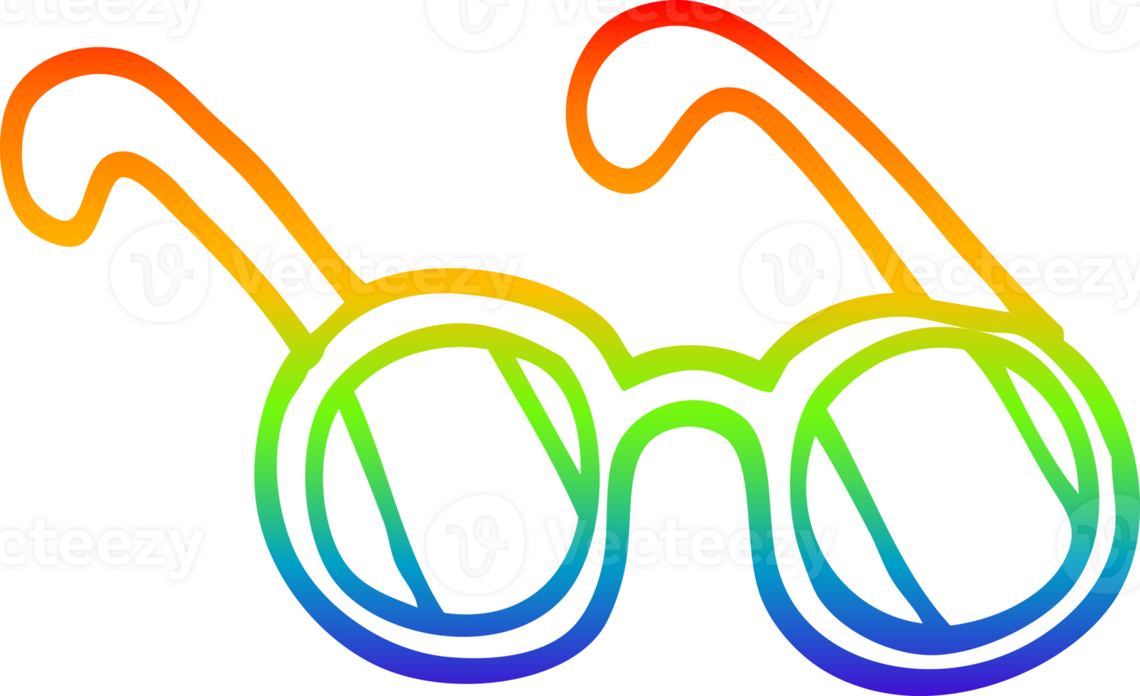 rainbow gradient line drawing cartoon sun glasses png