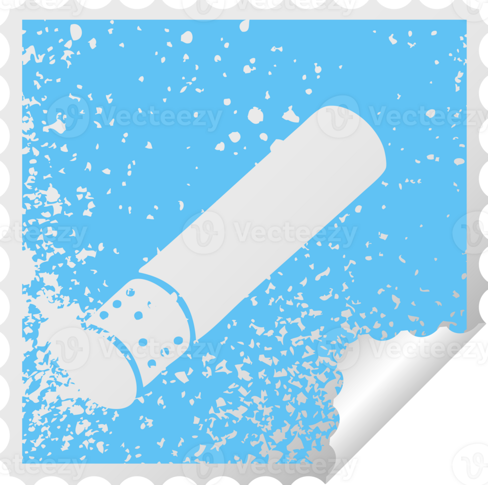 distressed square peeling sticker symbol cigarette stick png
