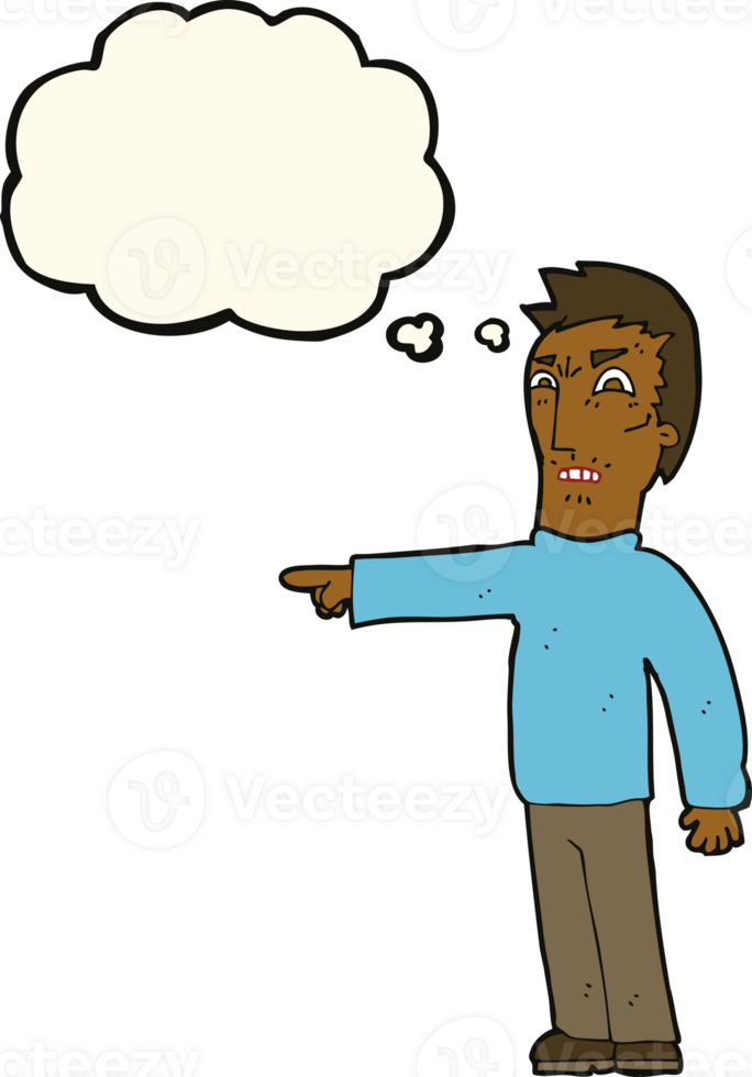 cartoon angry man pointing with thought bubble png