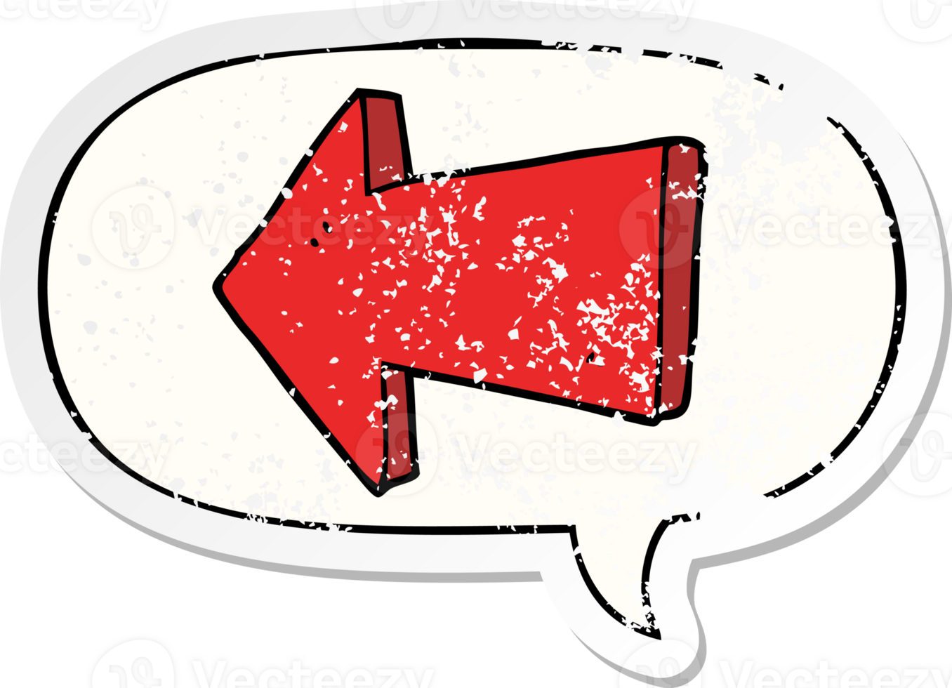 cartoon pointing arrow and speech bubble distressed sticker png