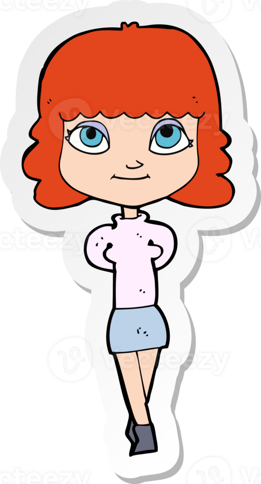 sticker of a cartoon happy girl png