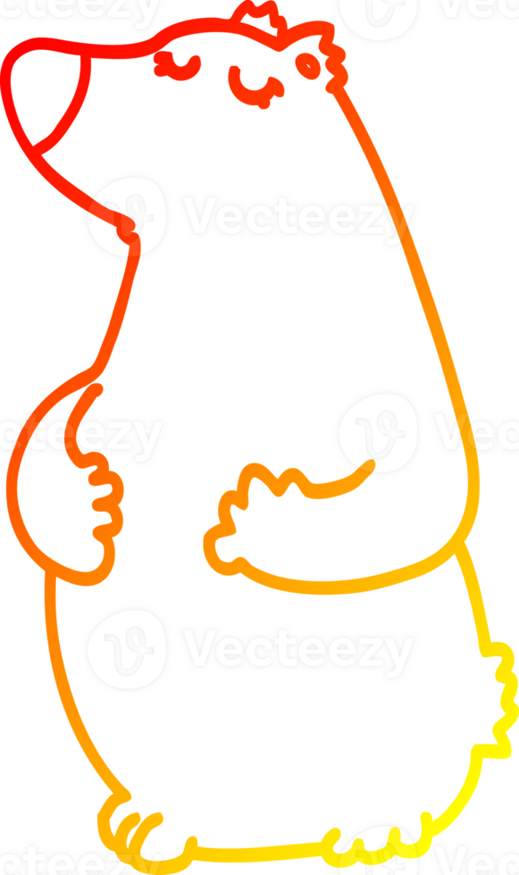 warm gradient line drawing cartoon bear png