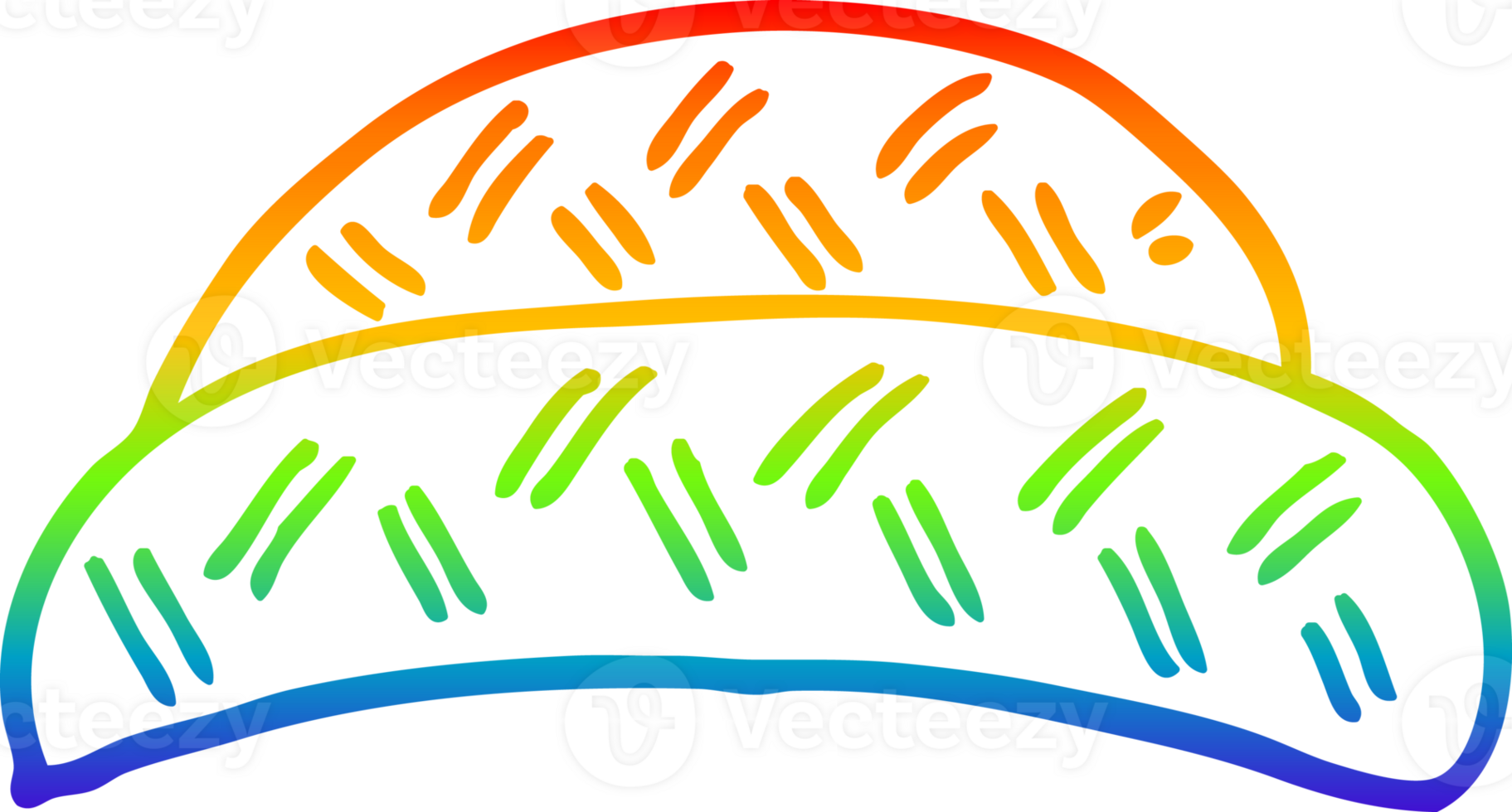 rainbow gradient line drawing cartoon hat png