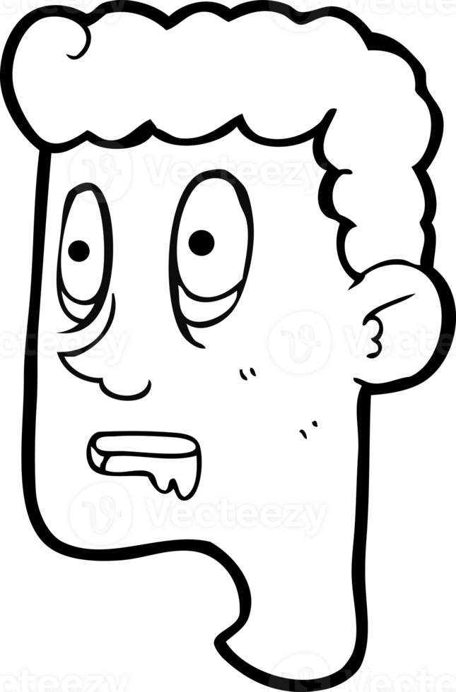 black and white cartoon staring man drooling png