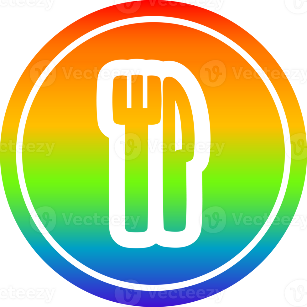 knife and fork circular in rainbow spectrum png