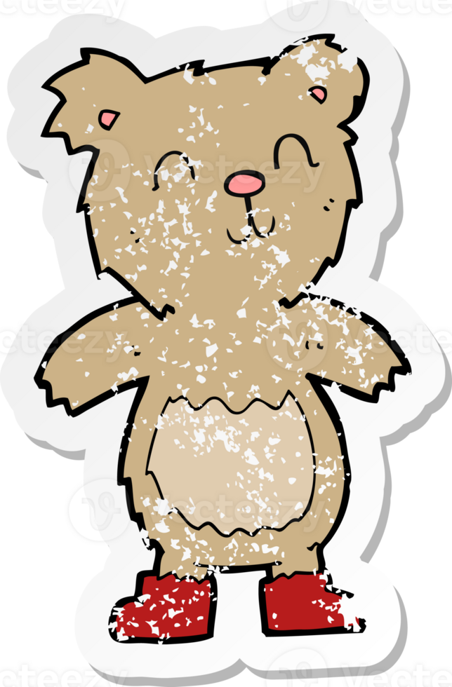 retro distressed sticker of a cartoon teddy bear png