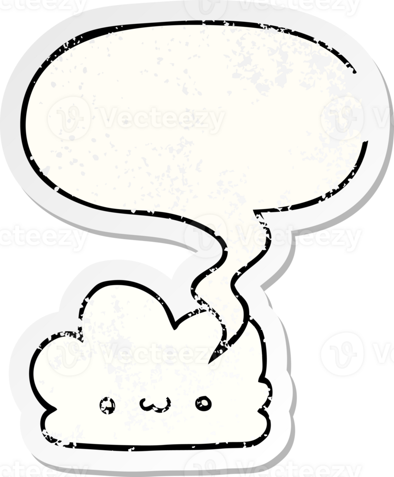 cute cartoon cloud and speech bubble distressed sticker png