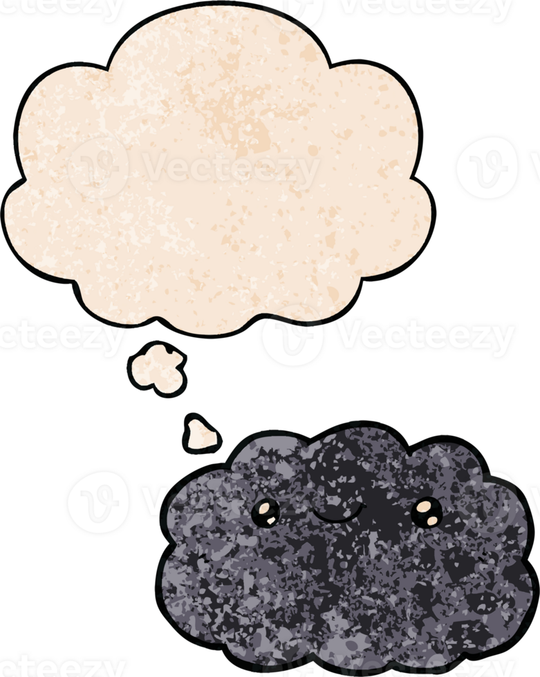 cartoon cloud and thought bubble in grunge texture pattern style png